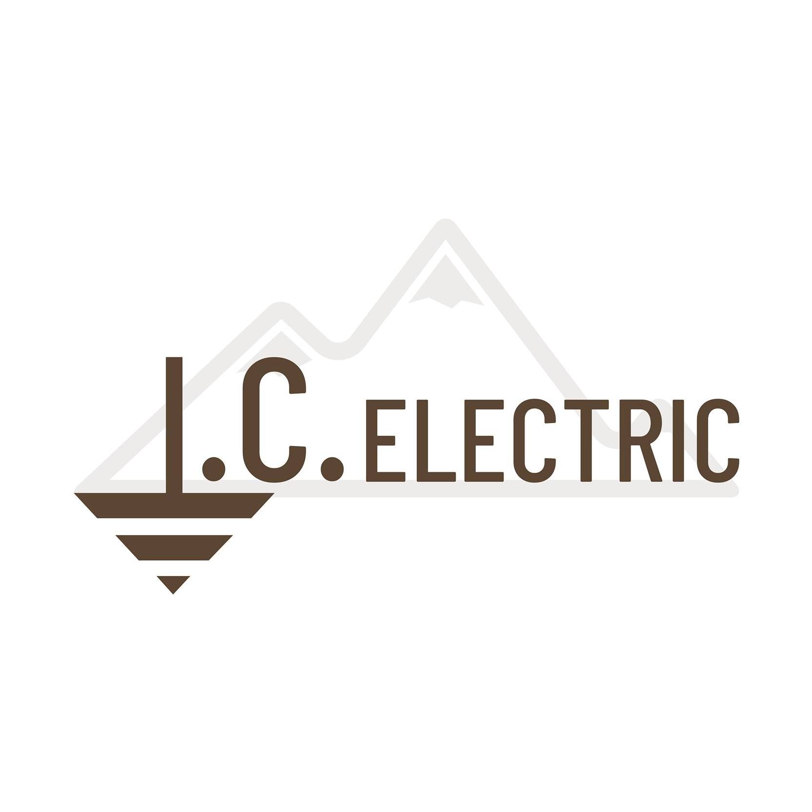 Logo of I.C. Electric with stylized mountain graphic and grounding symbol on a white background.